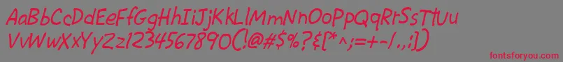 フォントCacKrazyLegs – 赤い文字の灰色の背景
