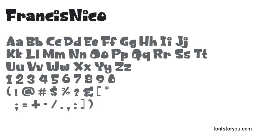 FrancisNico-fontti – aakkoset, numerot, erikoismerkit