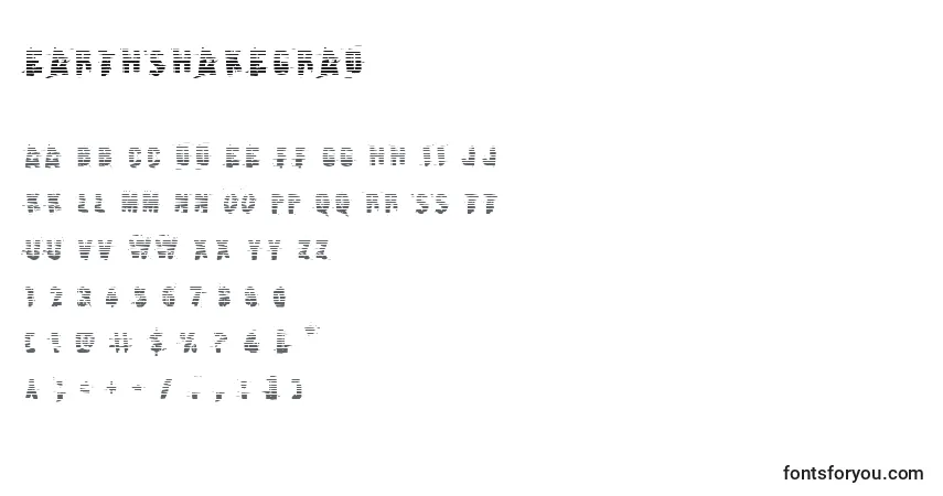 Schriftart Earthshakegrad – Alphabet, Zahlen, spezielle Symbole