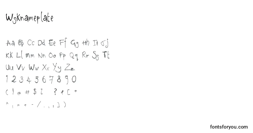 Schriftart Wsknameplate – Alphabet, Zahlen, spezielle Symbole