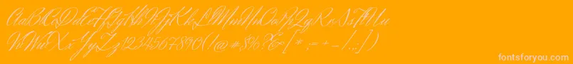 HerrvonmuellerhoffRegular-Schriftart – Rosa Schriften auf orangefarbenem Hintergrund