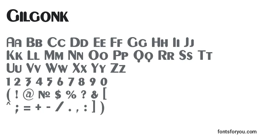 Czcionka Gilgonk – alfabet, cyfry, specjalne znaki