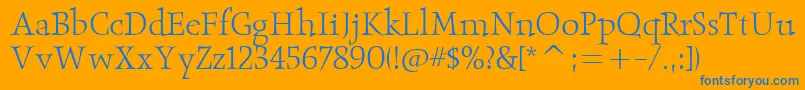 ObeliskitcTtLight-Schriftart – Blaue Schriften auf orangefarbenem Hintergrund