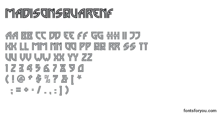 A fonte Madisonsquarenf (103441) – alfabeto, números, caracteres especiais