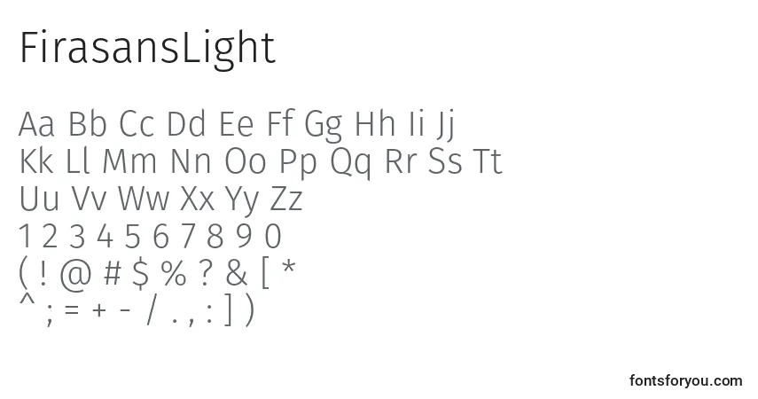 Schriftart FirasansLight – Alphabet, Zahlen, spezielle Symbole