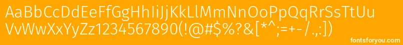 FirasansLight-Schriftart – Weiße Schriften auf orangefarbenem Hintergrund