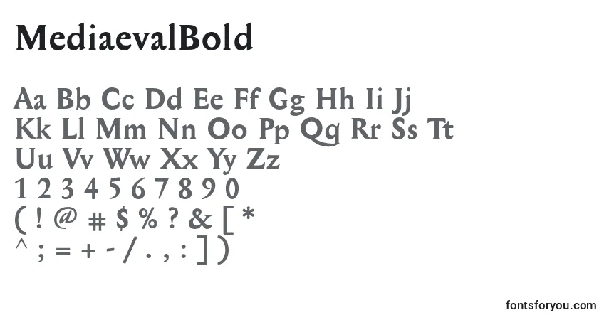 MediaevalBoldフォント–アルファベット、数字、特殊文字
