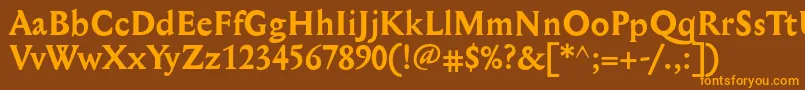 Fonte MediaevalBold – fontes laranjas em um fundo marrom