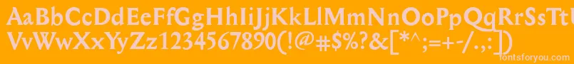 MediaevalBold-Schriftart – Rosa Schriften auf orangefarbenem Hintergrund