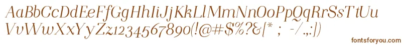Шрифт NightstillcomesItalicFinalSample – коричневые шрифты на белом фоне