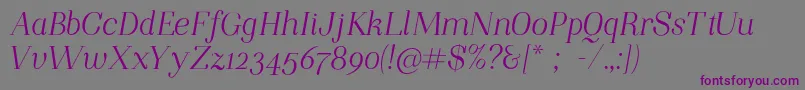 フォントNightstillcomesItalicFinalSample – 紫色のフォント、灰色の背景