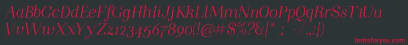 フォントNightstillcomesItalicFinalSample – 黒い背景に赤い文字