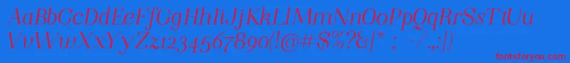 NightstillcomesItalicFinalSample Font – Red Fonts on Blue Background