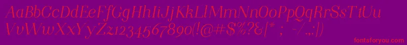 NightstillcomesItalicFinalSample Font – Red Fonts on Purple Background