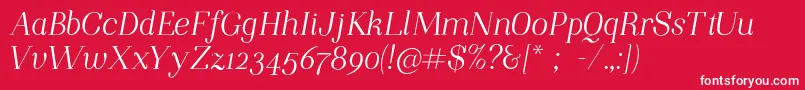 フォントNightstillcomesItalicFinalSample – 赤い背景に白い文字