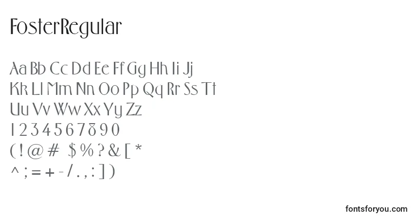 Schriftart FosterRegular – Alphabet, Zahlen, spezielle Symbole