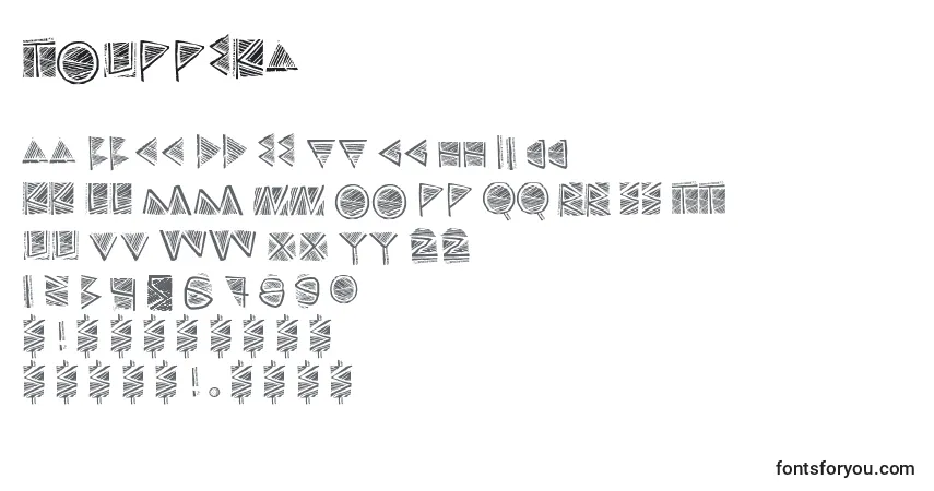 Schriftart Touppeka (103453) – Alphabet, Zahlen, spezielle Symbole