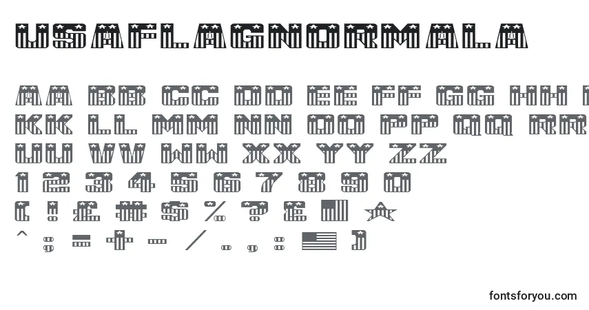 Czcionka UsaFlagNormala – alfabet, cyfry, specjalne znaki