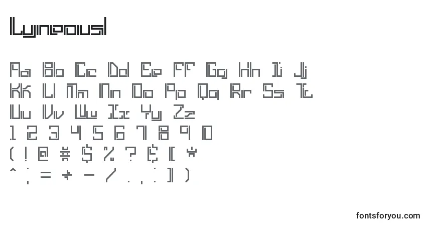 A fonte Lyneousl – alfabeto, números, caracteres especiais