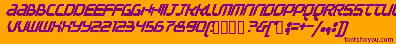 Question-Schriftart – Violette Schriften auf orangefarbenem Hintergrund
