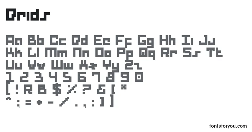 Dridsフォント–アルファベット、数字、特殊文字