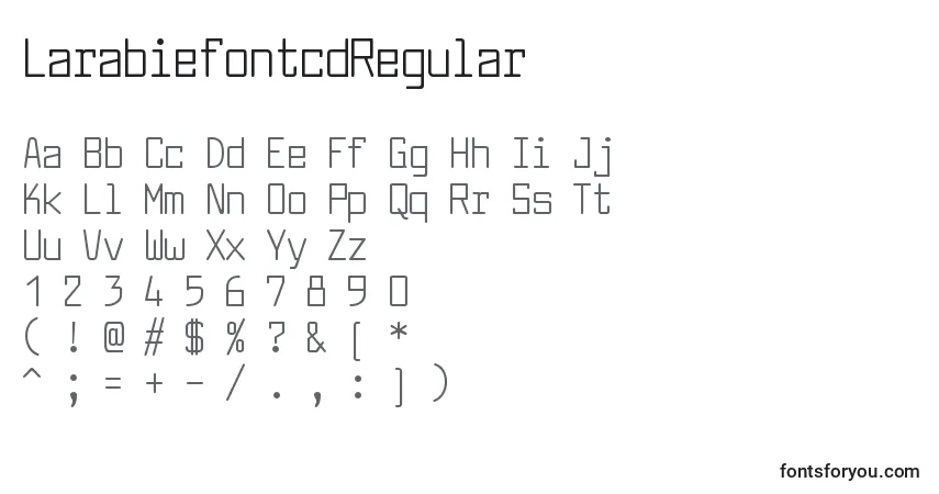 Schriftart LarabiefontcdRegular – Alphabet, Zahlen, spezielle Symbole