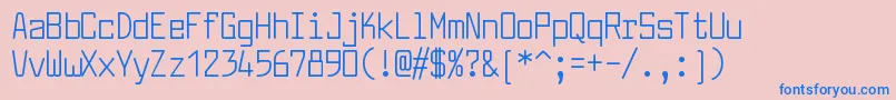 Czcionka LarabiefontcdRegular – niebieskie czcionki na różowym tle