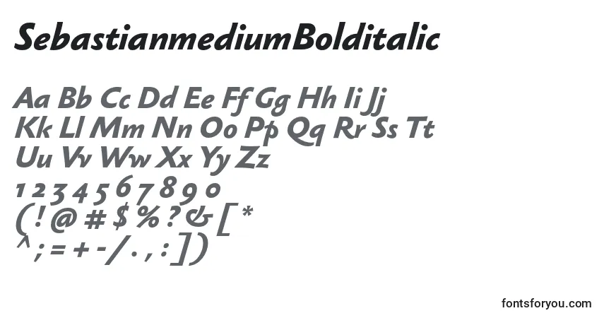 Шрифт SebastianmediumBolditalic – алфавит, цифры, специальные символы