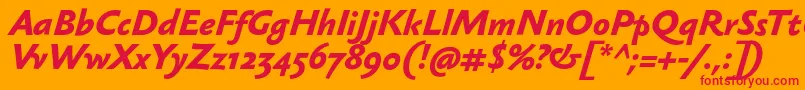 SebastianmediumBolditalic-Schriftart – Rote Schriften auf orangefarbenem Hintergrund