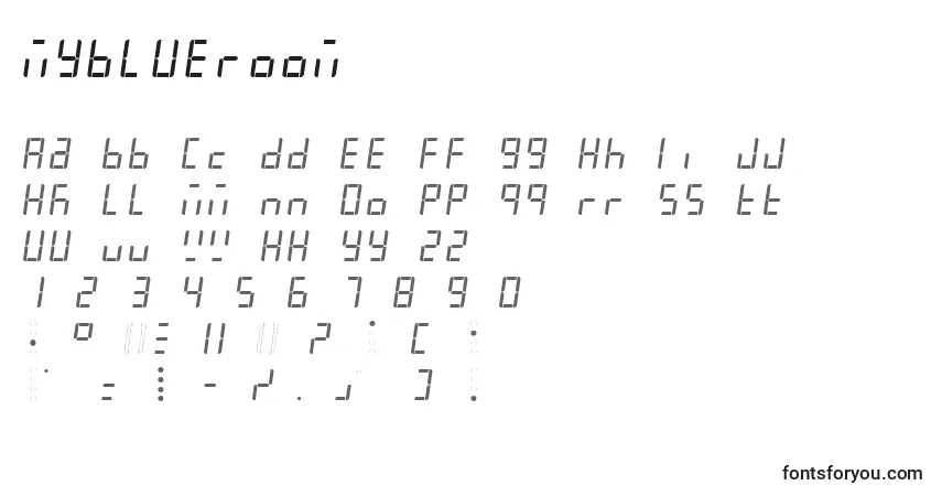 Schriftart Myblueroom – Alphabet, Zahlen, spezielle Symbole