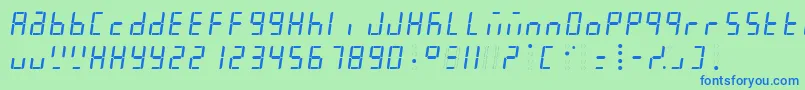 Weitere Informationen zur Myblueroom-Schriftart Myblueroom-Schriftart – Blaue Schriften auf grünem Hintergrund