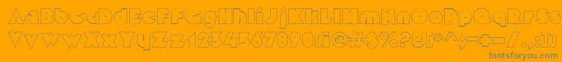 MekonOutlinealt-Schriftart – Graue Schriften auf orangefarbenem Hintergrund