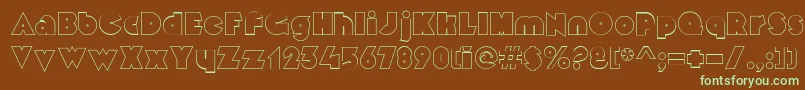 MekonOutlinealt-fontti – vihreät fontit ruskealla taustalla