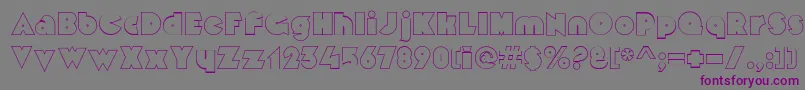 フォントMekonOutlinealt – 紫色のフォント、灰色の背景