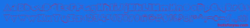 MekonOutlinealt-Schriftart – Rote Schriften auf blauem Hintergrund