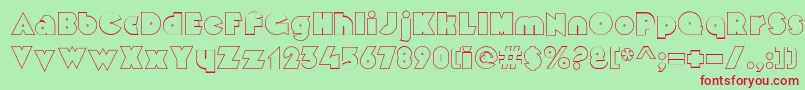 MekonOutlinealt Font – Red Fonts on Green Background