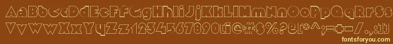 MekonOutlinealt-fontti – keltaiset fontit ruskealla taustalla