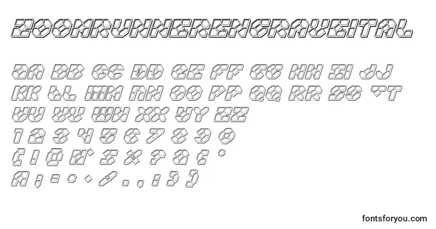 Шрифт Zoomrunnerengraveital – алфавит, цифры, специальные символы