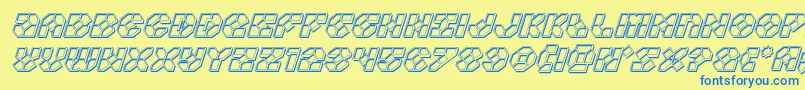 Zoomrunnerengraveital Font – Blue Fonts on Yellow Background
