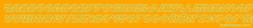 Zoomrunnerengraveital-Schriftart – Grüne Schriften auf orangefarbenem Hintergrund