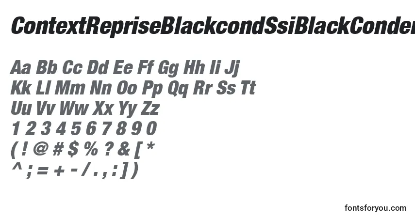 A fonte ContextRepriseBlackcondSsiBlackCondensedItalic – alfabeto, números, caracteres especiais
