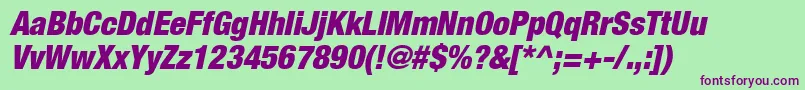 Шрифт ContextRepriseBlackcondSsiBlackCondensedItalic – фиолетовые шрифты на зелёном фоне