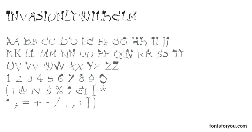 A fonte InvasionLtWilhelm – alfabeto, números, caracteres especiais