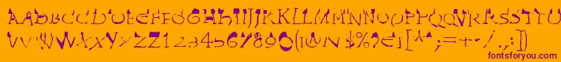 InvasionLtWilhelm-Schriftart – Violette Schriften auf orangefarbenem Hintergrund