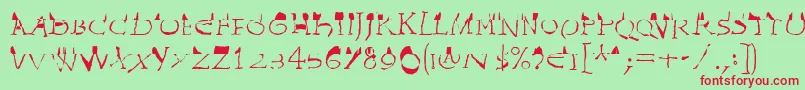 InvasionLtWilhelm Font – Red Fonts on Green Background