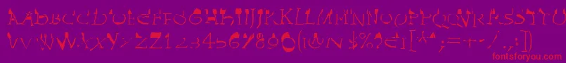 InvasionLtWilhelm-Schriftart – Rote Schriften auf violettem Hintergrund