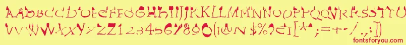 InvasionLtWilhelm Font – Red Fonts on Yellow Background