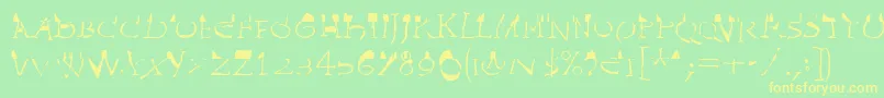 Fonte InvasionLtWilhelm – fontes amarelas em um fundo verde