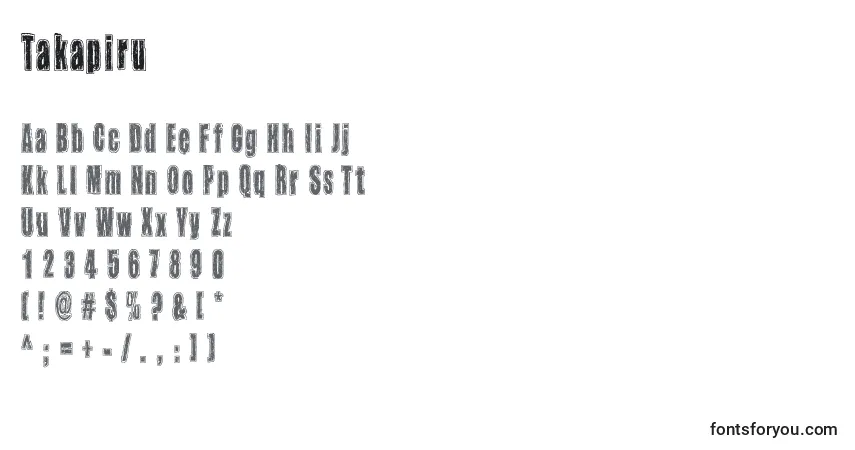 Fuente Takapiru - alfabeto, números, caracteres especiales