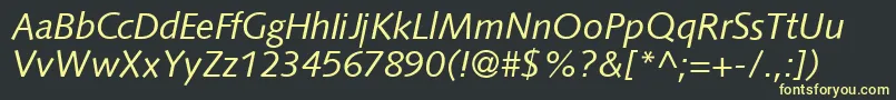 S841SansItalic Font – Yellow Fonts on Black Background